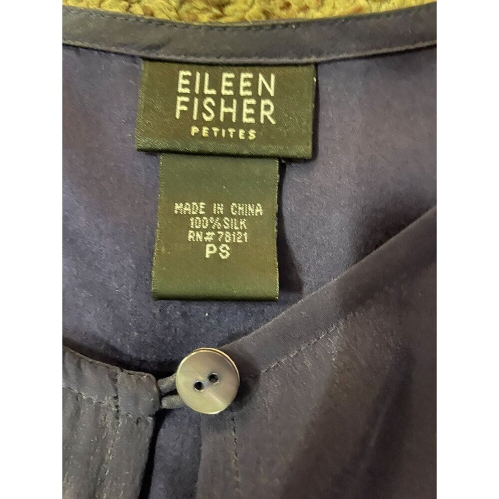 Eileen Fisher Cardigan Womens PS Petites Used Blue 100% Silk - Picture 7 of 14